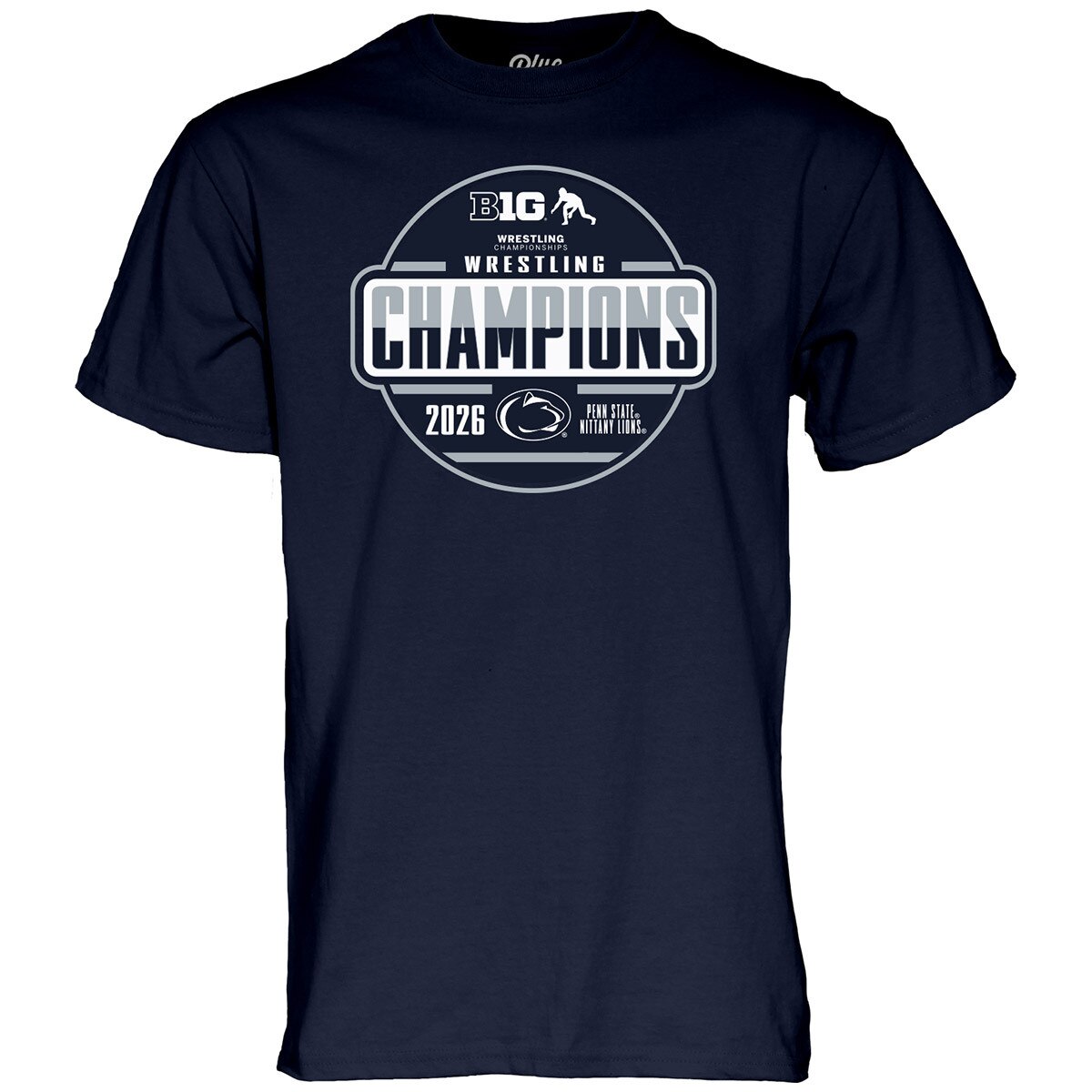 navy short sleeve t-shirt Big 10 Wrestling Champions 2026 Penn State